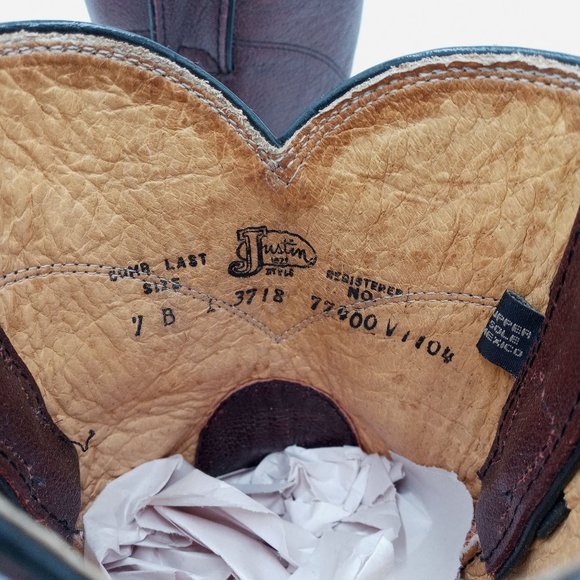 Justin Roper Cowboy Boots Womens 7 B Burgundy Leather Western Cowgirl - Picture 3 of 12